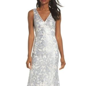 Silver and light pink sheath dress